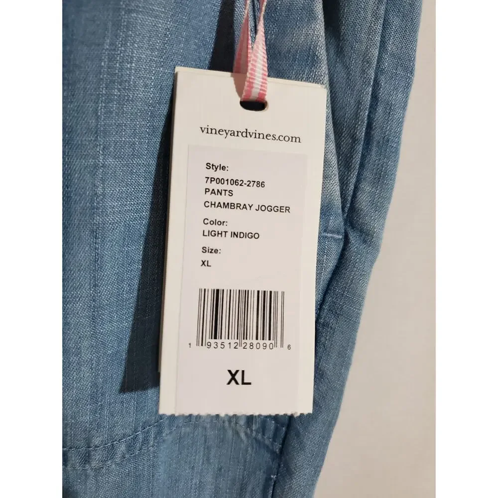 Vineyard Vines NWT Chambray Jogger Pants Girls Size XL Blue Pockets Drawstring